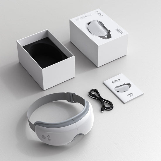 Renpho KR box with Eyeris 1 Eye Massager and earphones for health and wellness.