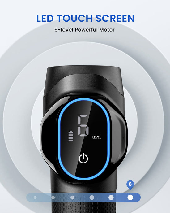 A Renpho KR Power Massage Gun for fitness and recovery with a led touch screen.