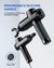 The RENPHO Power Massage Gun handle is shown on a black background promoting 웰빙 and 건강.