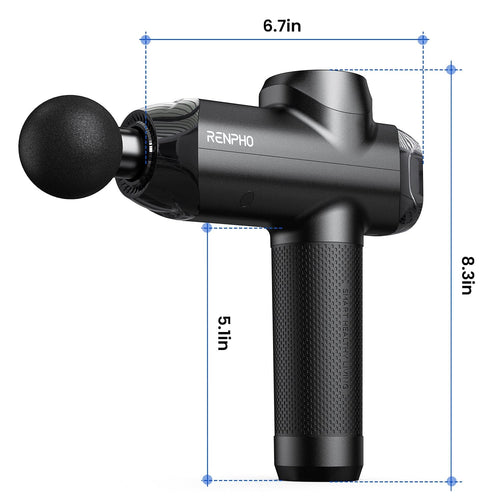An image of the Renpho KR Power Massage Gun with a ball on it promoting 웰빙 and 건강.